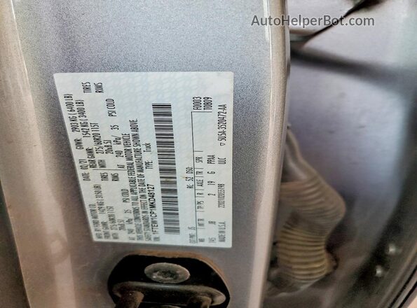 1FTEW1CP1MKD48127 2021 FORD F150 Silver Widok naklejki z numerem VIN