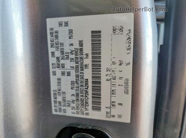 1FTEW1CP2NFA29684 2022 FORD F150 Silver VIN կոդի պիտակի տեսք