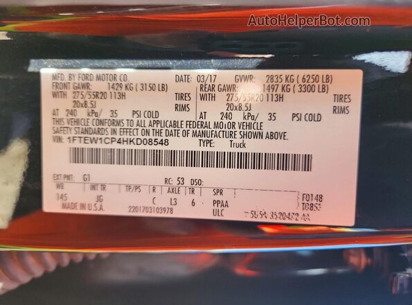 1FTEW1CP4HKD08548 2017 FORD F150 Black Engine compartment view