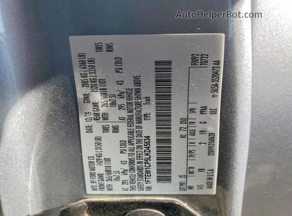 1FTEW1CP5LKD45634 2020 FORD F150 Серебряный Вид подкапотного пространства