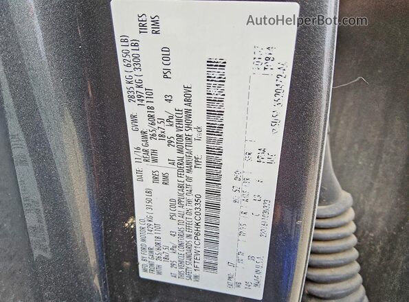 1FTEW1CP6HKC03350 2017 FORD F150 Gray Engine compartment view