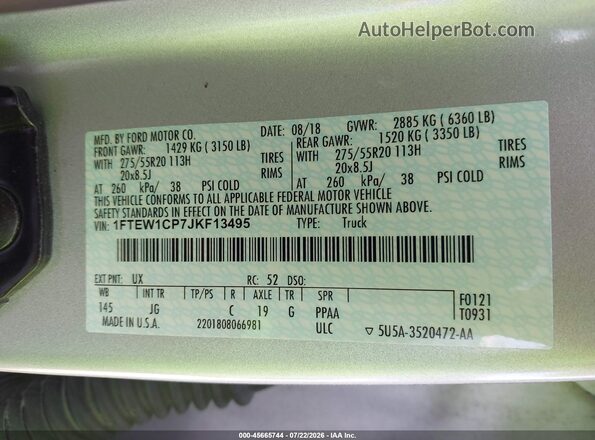1FTEW1CP7JKF13495 2018 FORD F150 Silver Շարժիչի բաժամունքի տեսք