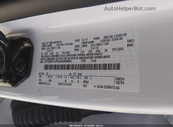 1FTEW1CP8JKD09482 2018 FORD F150 White Вид підкапотного простору