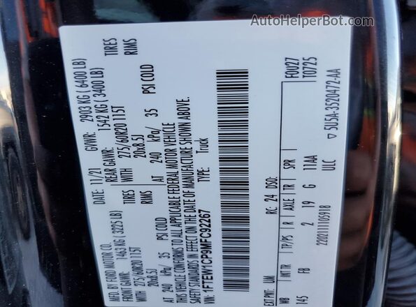 1FTEW1CP9MFC92267 2021 FORD F150 Black Շարժիչի բաժամունքի տեսք