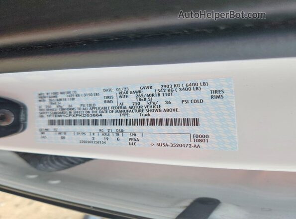 1FTEW1CPXPKD53864 2023 FORD F150 White Շարժիչի բաժամունքի տեսք