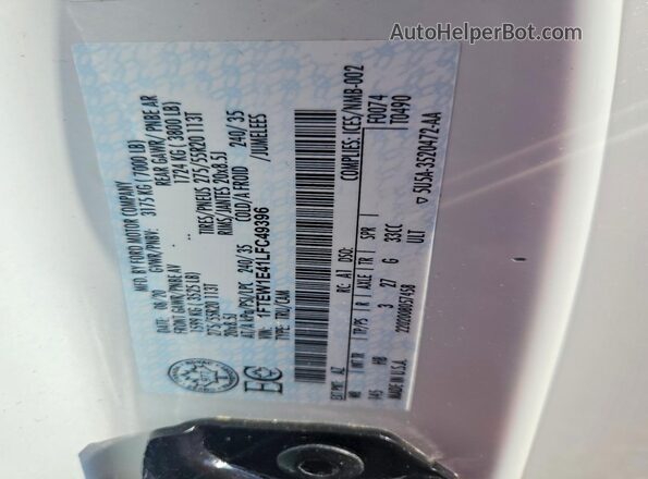 1FTEW1E41LFC49396 2020 FORD F150 White Widok naklejki z numerem VIN