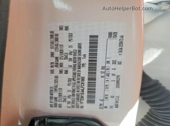 1FTEW1E44LFC81985 2020 FORD F150 White VIN კოდის სტიკერის ხედი