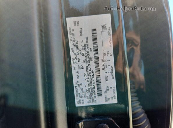 1FTEW1E44LKF33239 2020 FORD F150 Black Vista de la etiqueta del VIN
