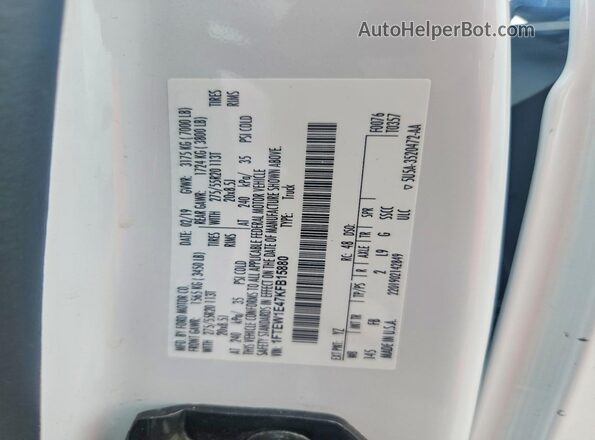 1FTEW1E47KFB15880 2019 FORD F150 White Շարժիչի բաժամունքի տեսք
