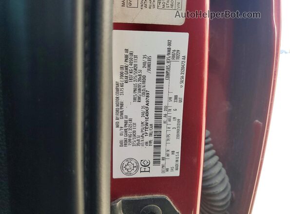 1FTEW1E49KFA97897 2019 FORD F150 Burgundy Engine compartment view