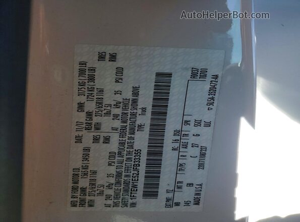 1FTEW1E52JFB33355 2018 FORD F150 White Вид підкапотного простору