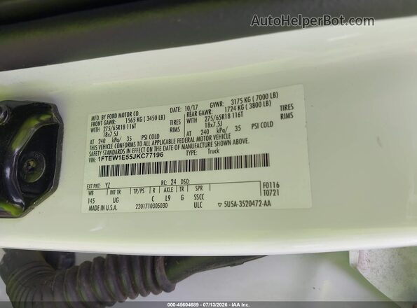 1FTEW1E55JKC77196 2018 FORD F150 White Engine compartment view