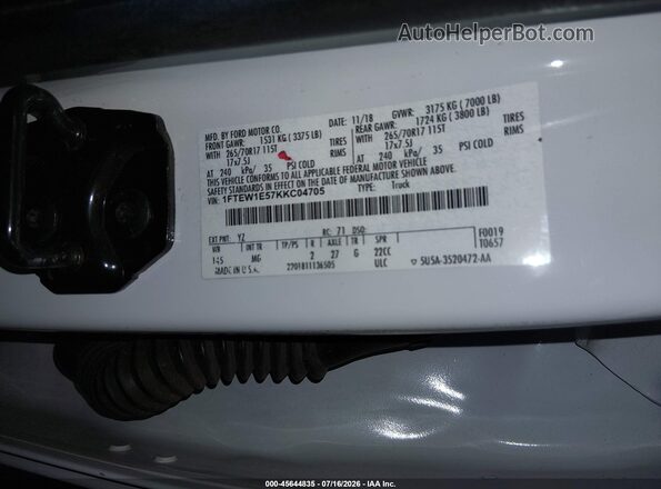 1FTEW1E57KKC04705 2019 FORD F150 White Вид підкапотного простору