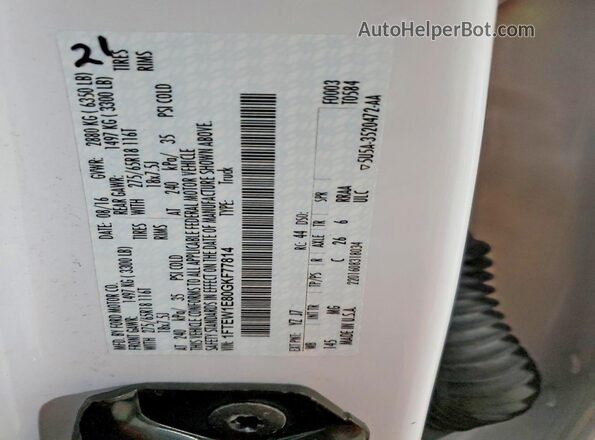 1FTEW1E80GKF77814 2016 FORD F150 White Vista del compartimento del motor