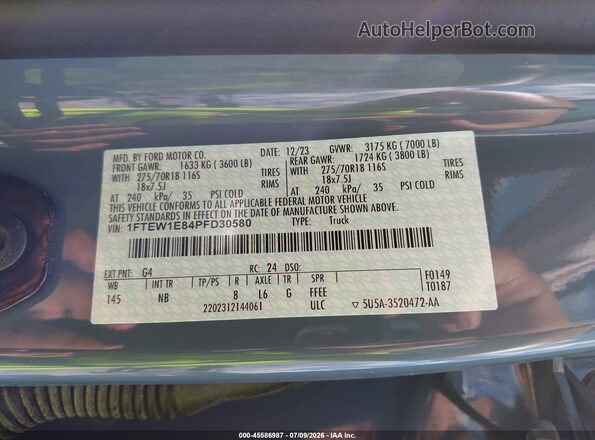 1FTEW1E84PFD30580 2023 FORD F150 Blue Вид підкапотного простору
