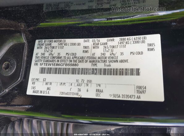 1FTEW1E86GFB55880 2016 FORD F150 Black ძრავის განყოფილების ხედი