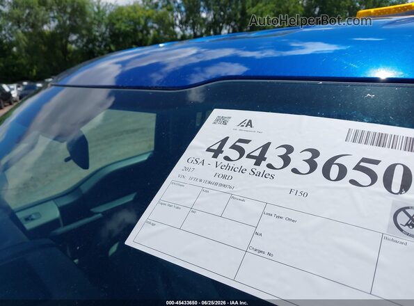 1FTEW1E86HFB90761 2017 FORD F150 Blue VIN sticker view