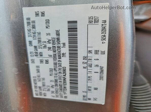 1FTEW1E89NFA26903 2022 FORD F150 Silver Вид підкапотного простору