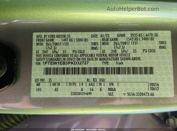 1FTEW1EB3PKD32727 2023 FORD F150 Серый Вид подкапотного пространства
