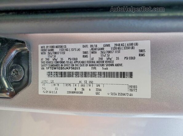 1FTEW1EB5JKF56203 2018 FORD F150 Silver Engine compartment view