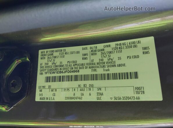 1FTEW1EB6JFD04968 2018 FORD F150 Brown Շարժիչի բաժամունքի տեսք
