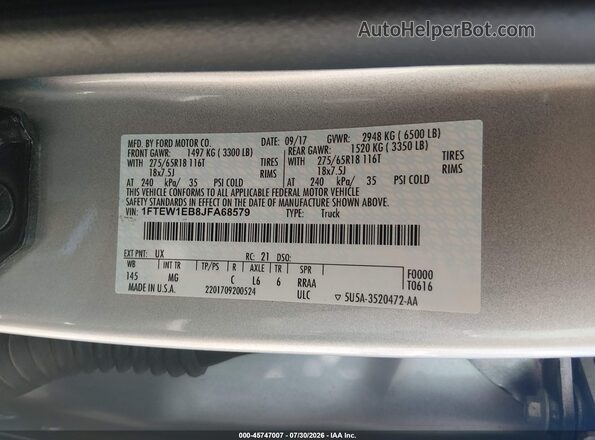 1FTEW1EB8JFA68579 2018 FORD F150 Silver ძრავის განყოფილების ხედი