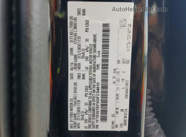 1FTEW1EF0GFC54810 2016 FORD F150 Black Engine compartment view