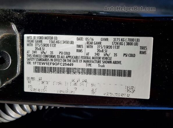 1FTEW1EF9GFC25449 2016 FORD F150 Black სალონის 360-გრადუსიანი ხედი