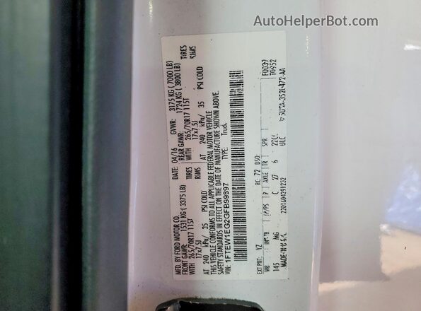 1FTEW1EG2GFB99897 2016 FORD F150 White Vista del compartimento del motor