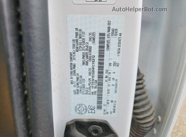 1FTEW1EG2HFC15212 2017 FORD F150 White ძრავის განყოფილების ხედი