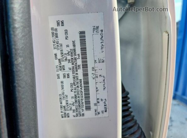 1FTEW1EG3GFA29368 2016 FORD F150 White VIN კოდის სტიკერის ხედი