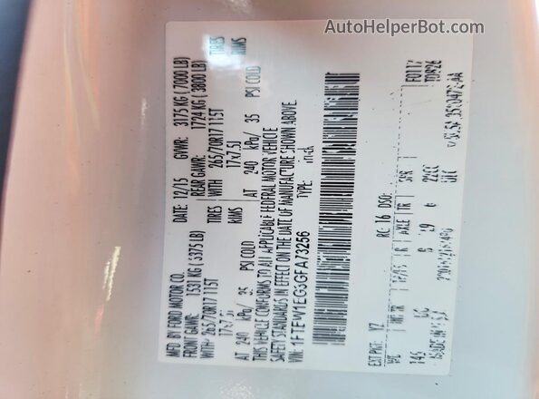 1FTEW1EG3GFA73256 2016 FORD F150 White Widok komory silnika