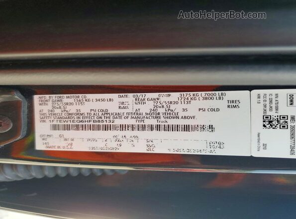 1FTEW1EG6HFB85132 2017 FORD F150 Black Engine compartment view