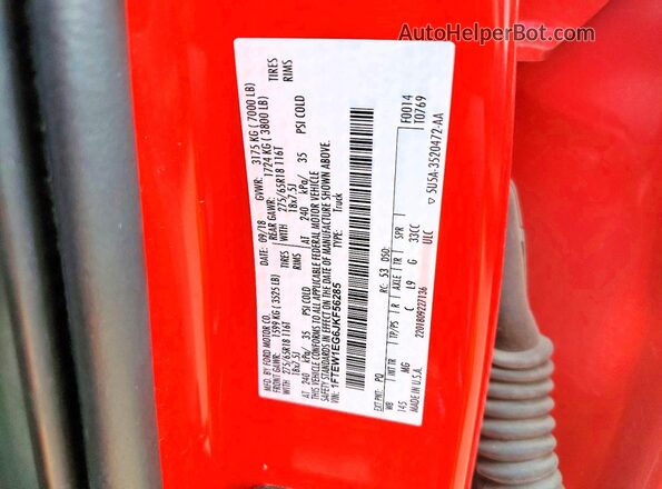1FTEW1EG6JKF56285 2018 FORD F150 Red ძრავის განყოფილების ხედი
