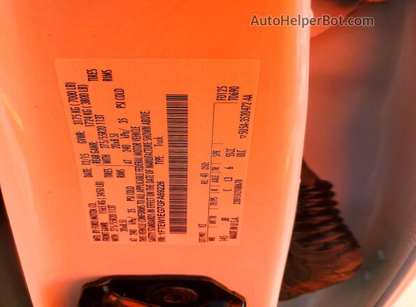 1FTEW1EG7GFA69226 2016 FORD F150 White VIN sticker view