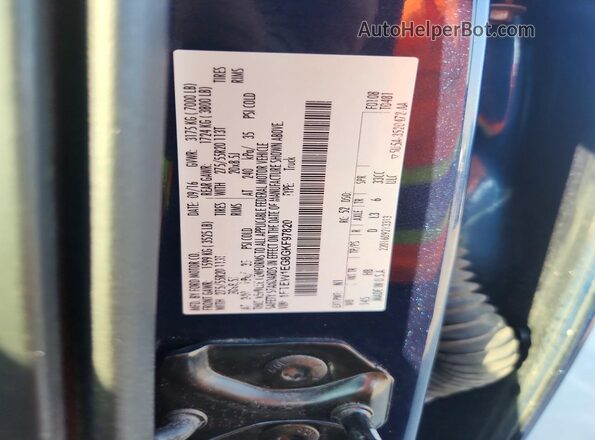 1FTEW1EG8GKF97820 2016 FORD F150 Blue VIN კოდის სტიკერის ხედი
