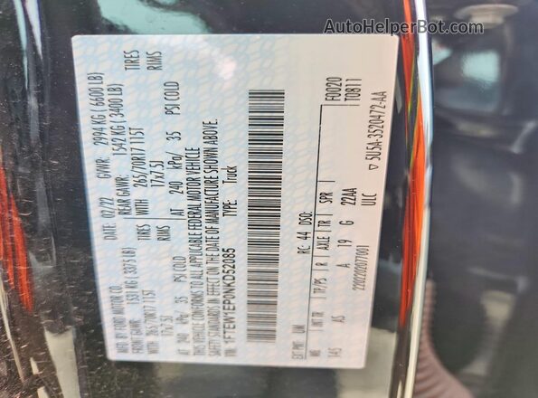 1FTEW1EP0NKD52085 2022 FORD F150 Black Engine compartment view