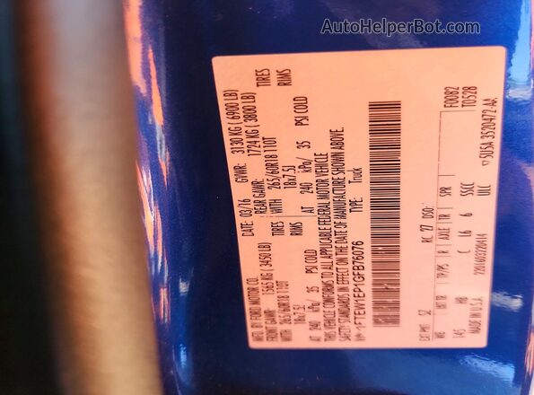 1FTEW1EP1GFB76076 2016 FORD F150 Blue Engine compartment view