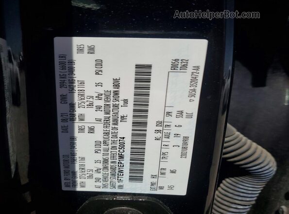 1FTEW1EP1MFC50074 2021 FORD F150 Black VIN sticker view
