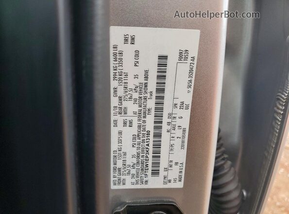 1FTEW1EP3KFA13180 2019 FORD F150 Silver Widok komory silnika