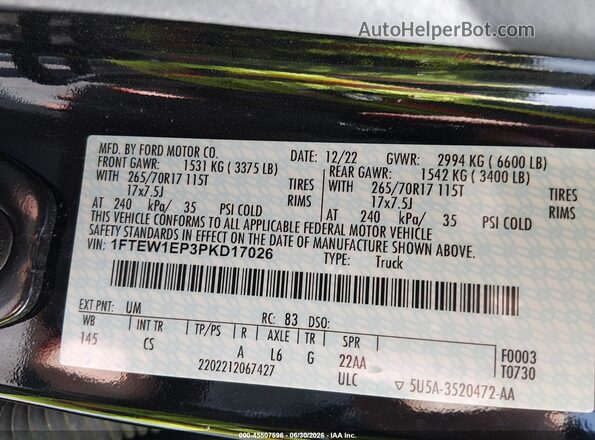 1FTEW1EP3PKD17026 2023 FORD F150 Black Вид підкапотного простору