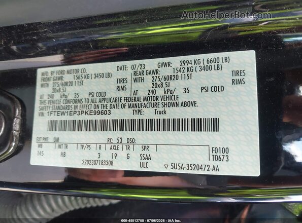 1FTEW1EP3PKE99603 2023 FORD F150 Black Widok komory silnika