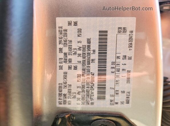 1FTEW1EP5JFB86147 2018 FORD F150 Silver ძრავის განყოფილების ხედი