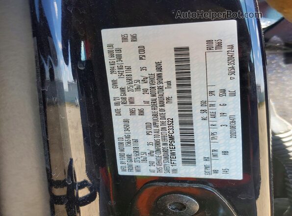 1FTEW1EP5MFC33522 2021 FORD F150 Black Widok naklejki z numerem VIN