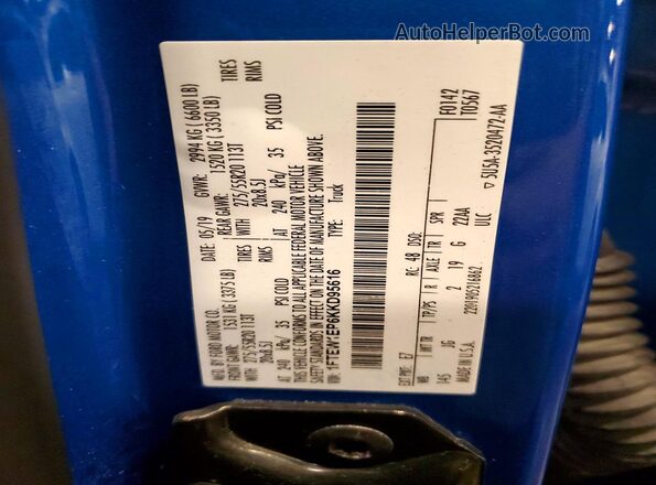 1FTEW1EP6KKD95616 2019 FORD F150 Blue Widok komory silnika