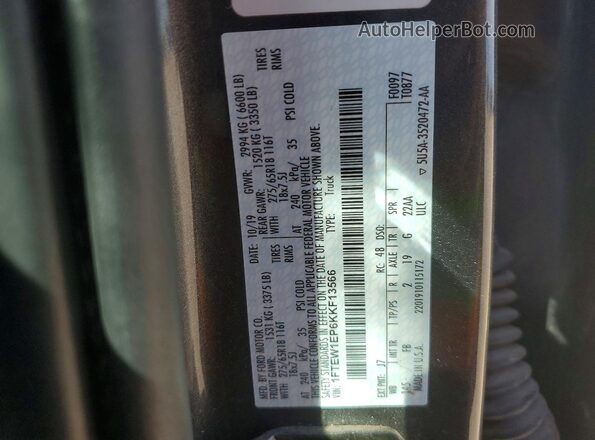 1FTEW1EP6KKF13566 2019 FORD F150 Gray ძრავის განყოფილების ხედი