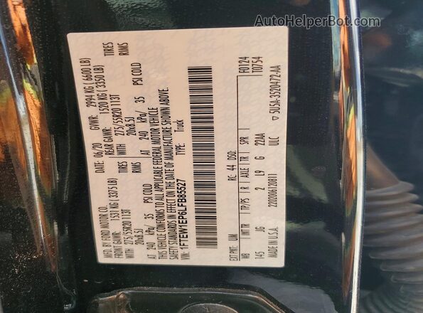 1FTEW1EP6LFB85527 2020 FORD F150 Black Vista del compartimento del motor