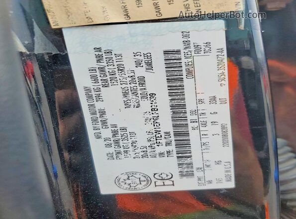 1FTEW1EP6LFB91599 2020 FORD F150 Black Vista de la etiqueta del VIN