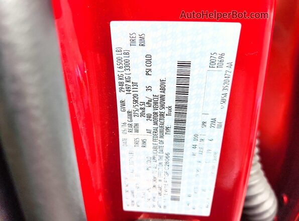 1FTEW1EP7GFC28066 2016 FORD F150 Red ძრავის განყოფილების ხედი