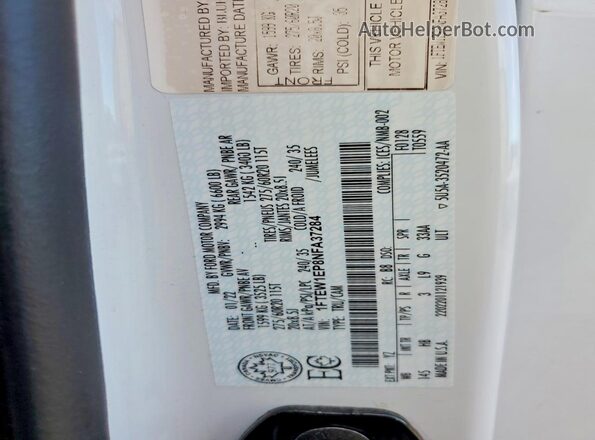 1FTEW1EP8NFA37284 2022 FORD F150 White Widok naklejki z numerem VIN